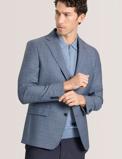 Ted Baker WINFRED Plaid Woven Texture Tailored Blazer BLUE