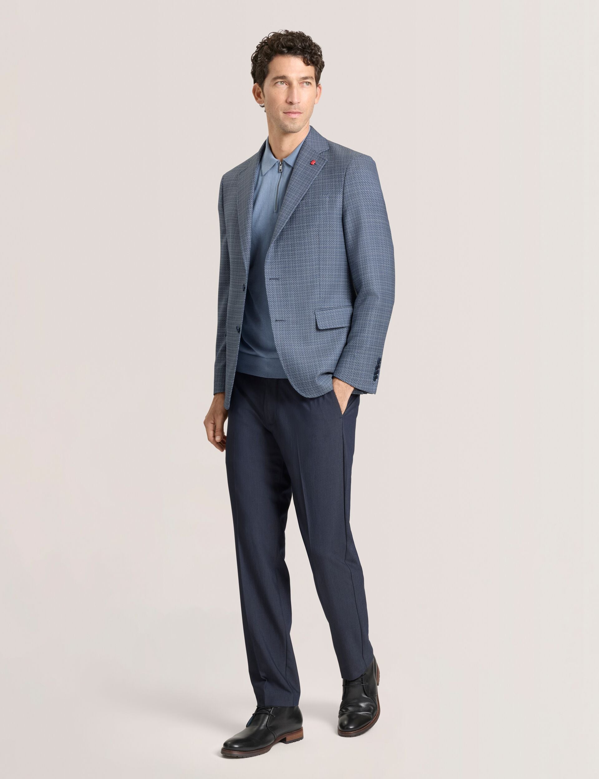Ted Baker WINFRED Plaid Woven Texture Tailored Blazer BLUE