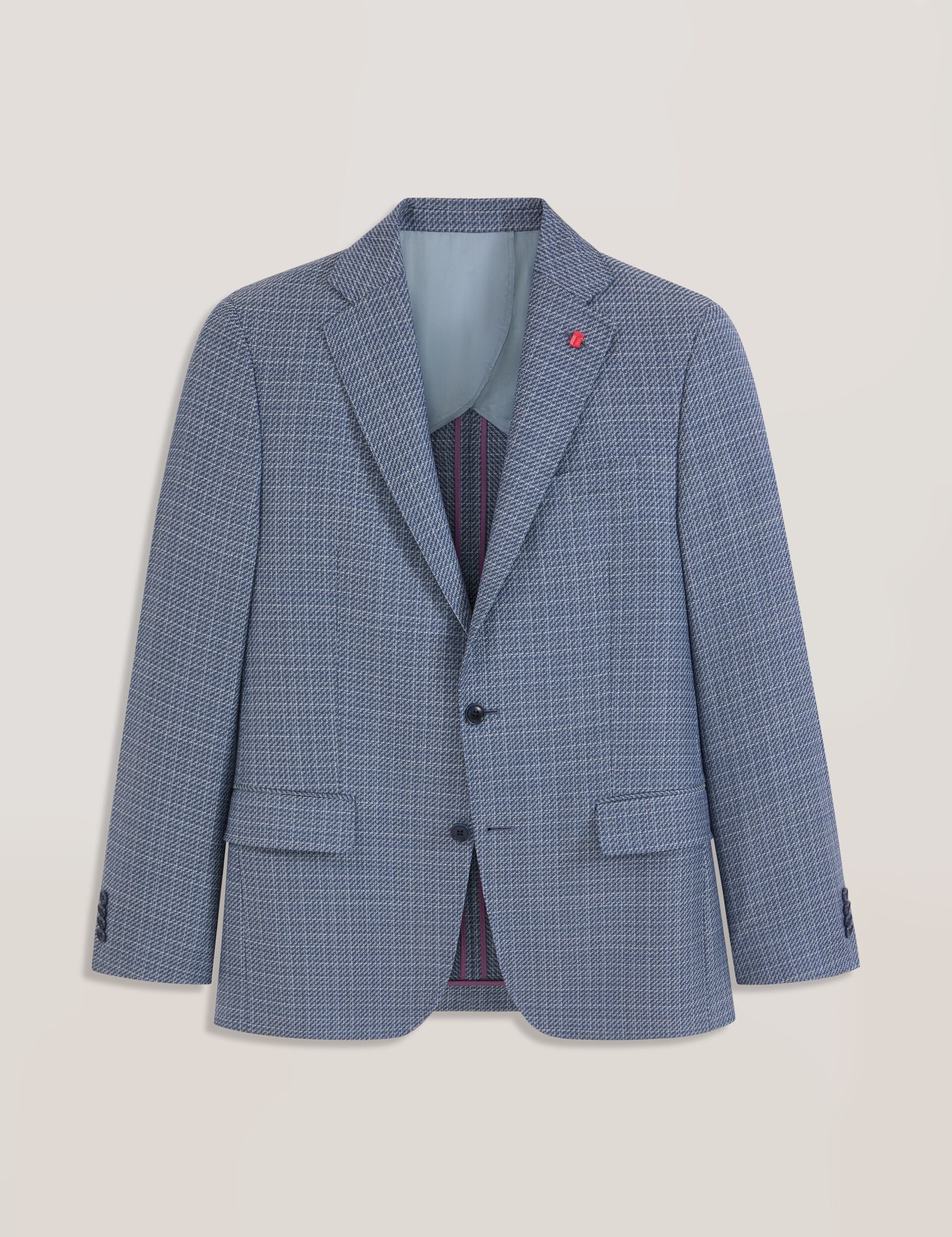 Ted Baker WINFRED Plaid Woven Texture Tailored Blazer BLUE
