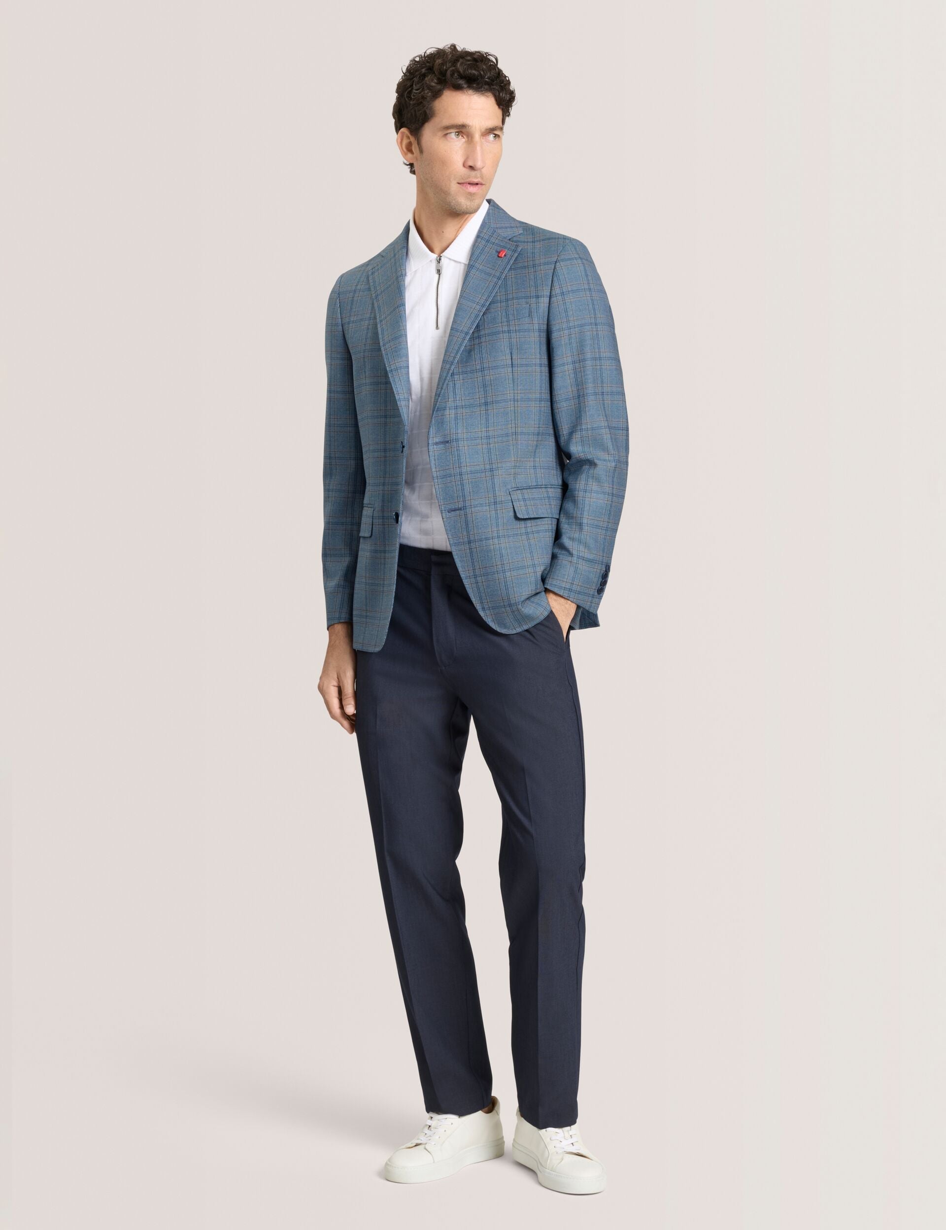 Ted Baker WINFRED Mixed Plaid Wool Tailored Blazer TEAL BLUE