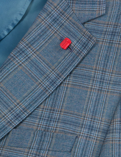 Ted Baker WINFRED Mixed Plaid Wool Tailored Blazer TEAL BLUE