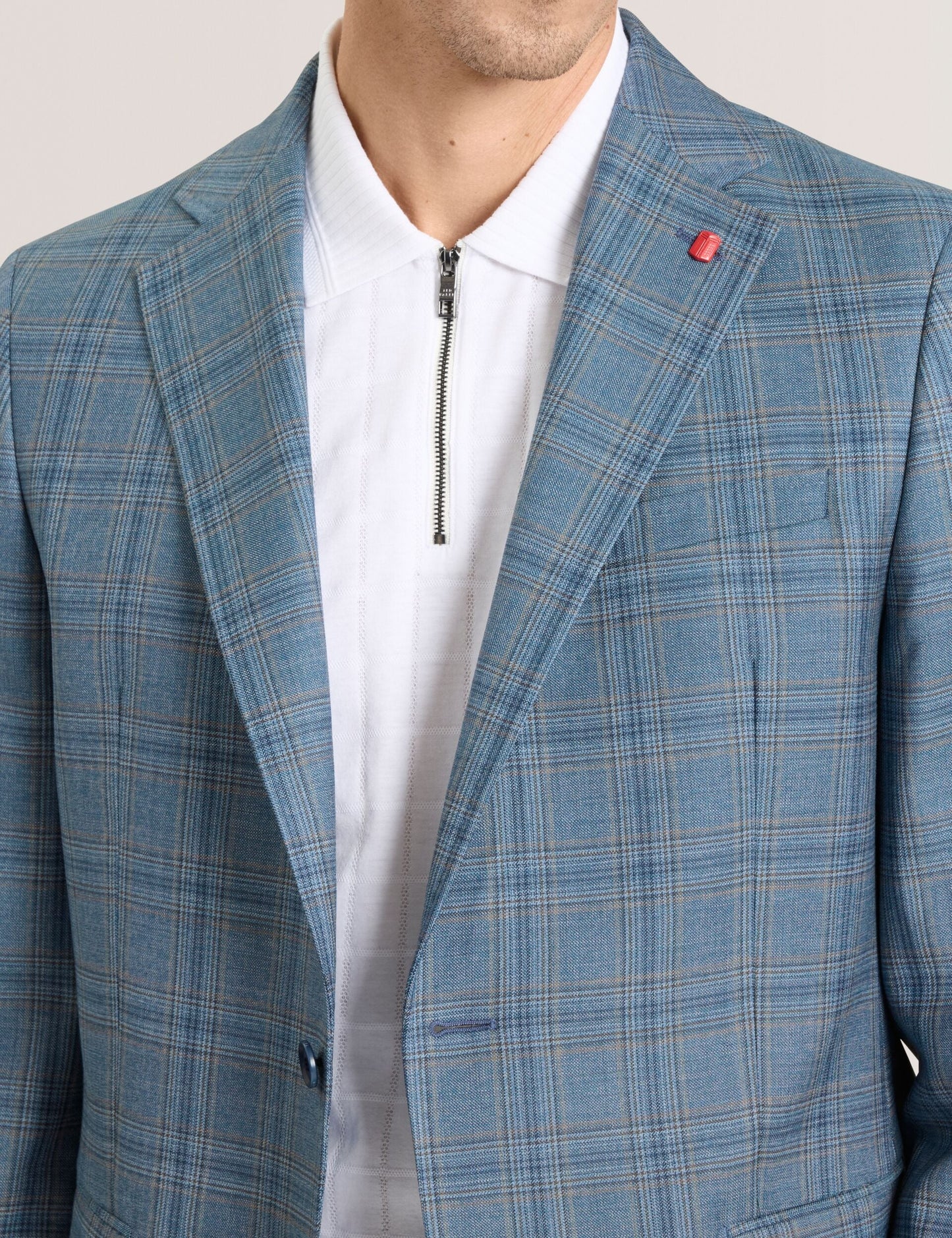 Ted Baker WINFRED Mixed Plaid Wool Tailored Blazer TEAL BLUE