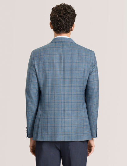 Ted Baker WINFRED Mixed Plaid Wool Tailored Blazer TEAL BLUE