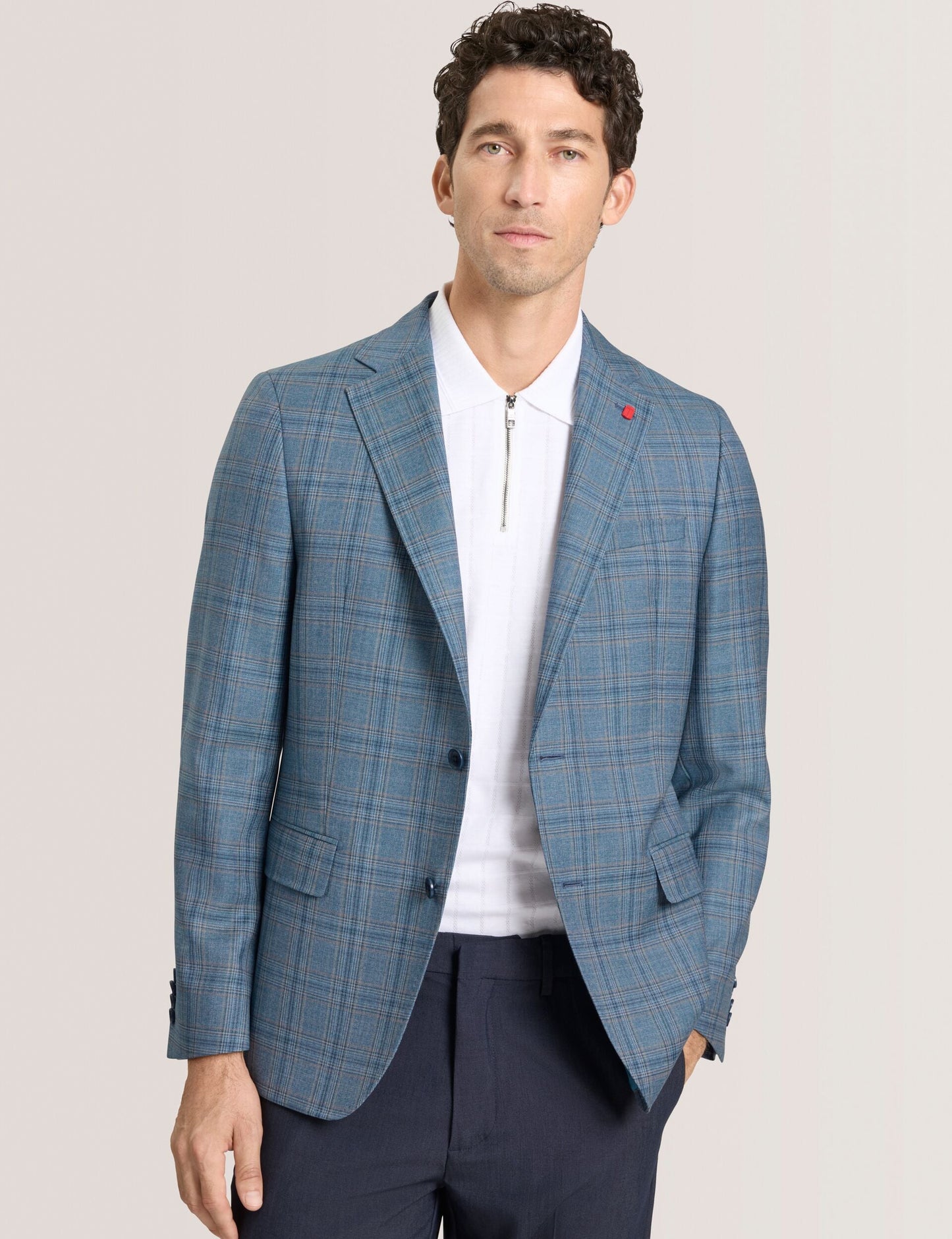 Ted Baker WINFRED Mixed Plaid Wool Tailored Blazer TEAL BLUE