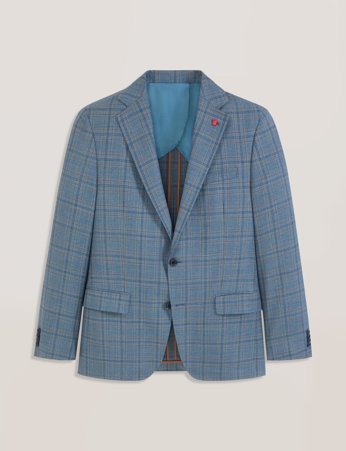 Ted Baker WINFRED Mixed Plaid Wool Tailored Blazer TEAL BLUE