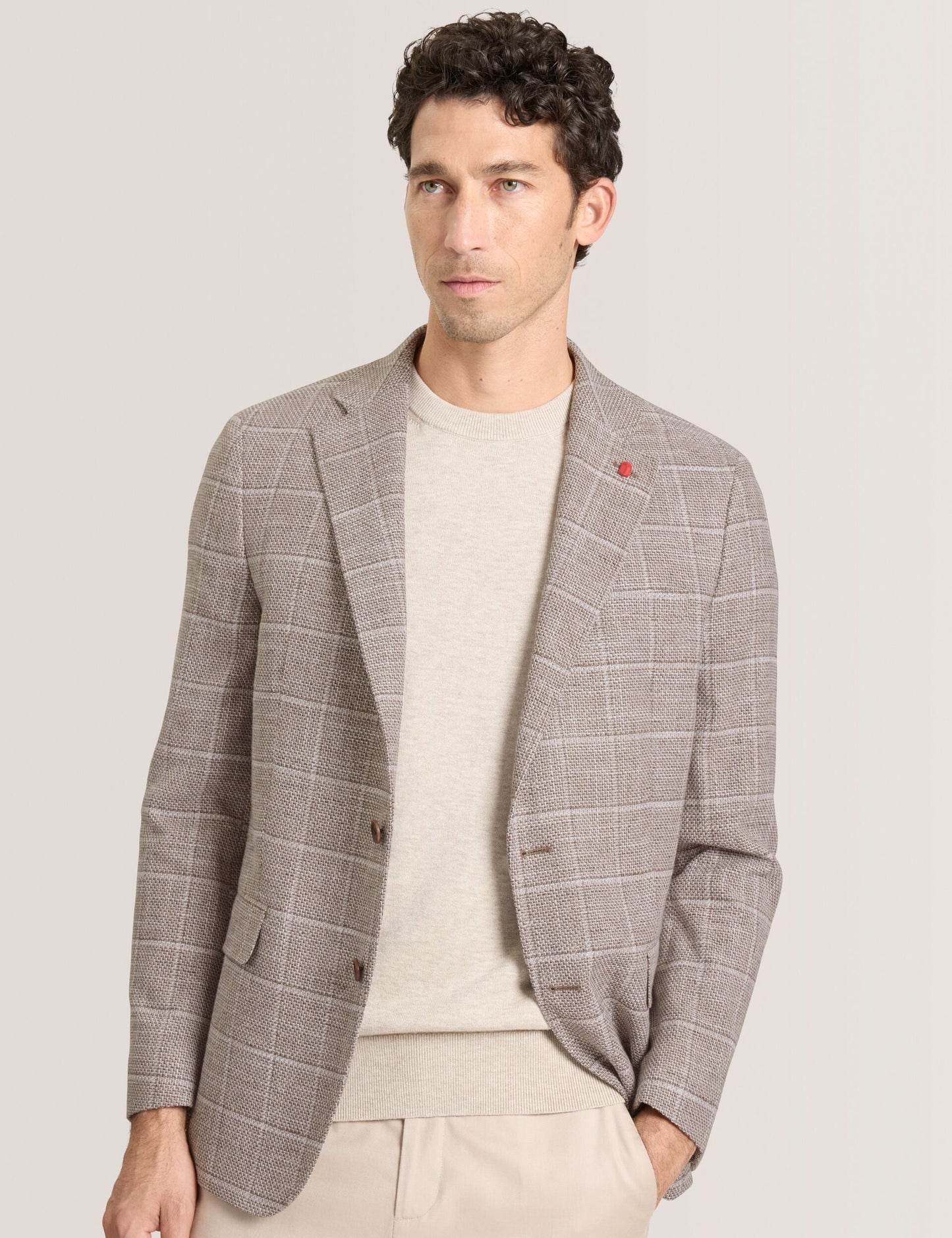 Ted Baker WINFRED Grid Check Cotton Blend Blazer TAUPE