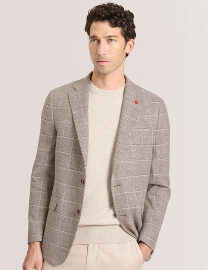 Ted Baker WINFRED Grid Check Cotton Blend Blazer TAUPE