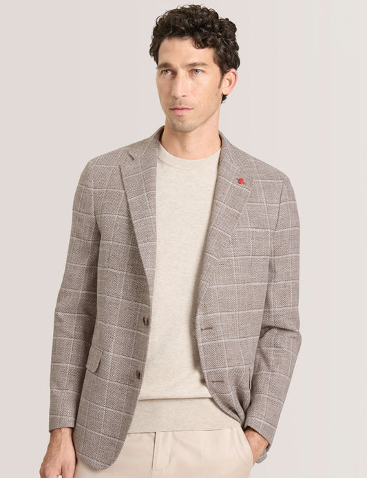 Ted Baker WINFRED Grid Check Cotton Blend Blazer TAUPE