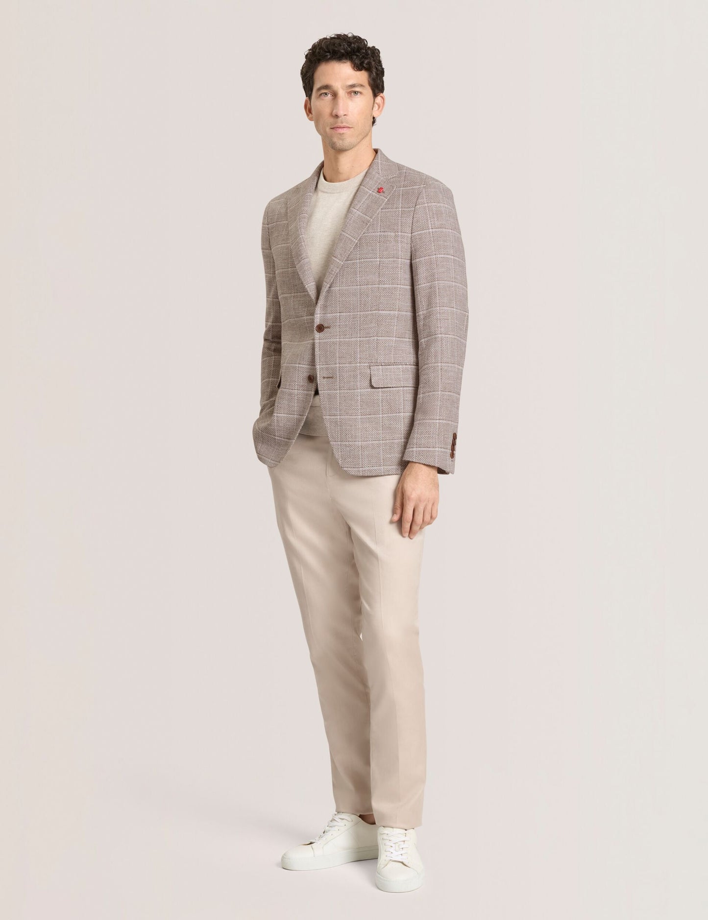 Ted Baker WINFRED Grid Check Cotton Blend Blazer TAUPE