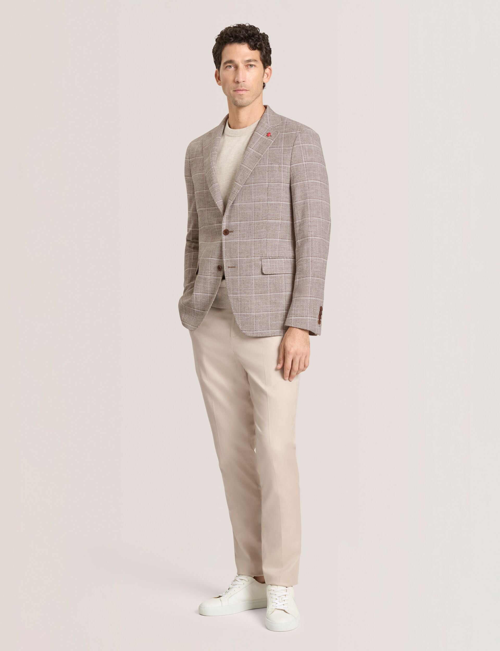 Ted Baker WINFRED Grid Check Cotton Blend Blazer TAUPE