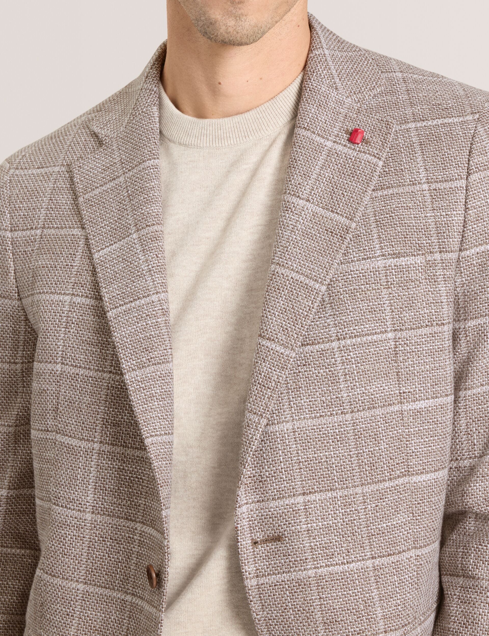 Ted Baker WINFRED Grid Check Cotton Blend Blazer TAUPE