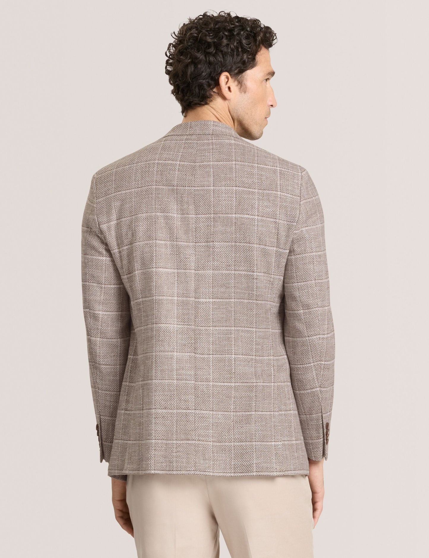Ted Baker WINFRED Grid Check Cotton Blend Blazer TAUPE