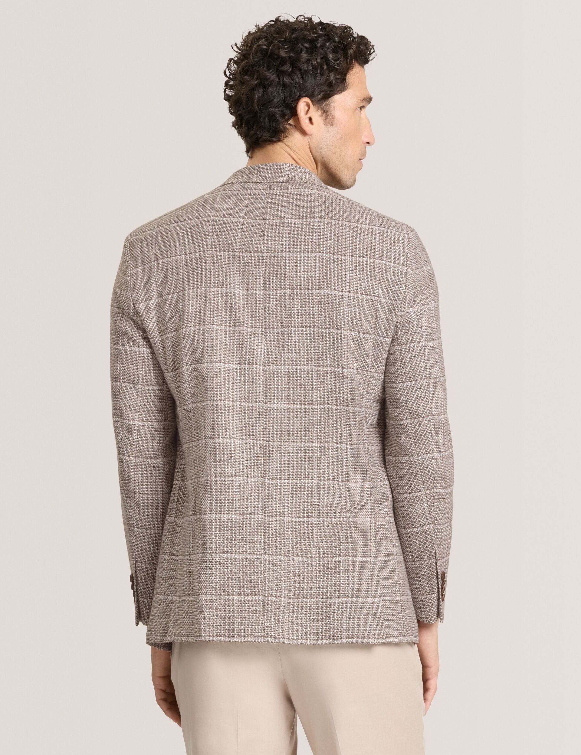 Ted Baker WINFRED Grid Check Cotton Blend Blazer TAUPE