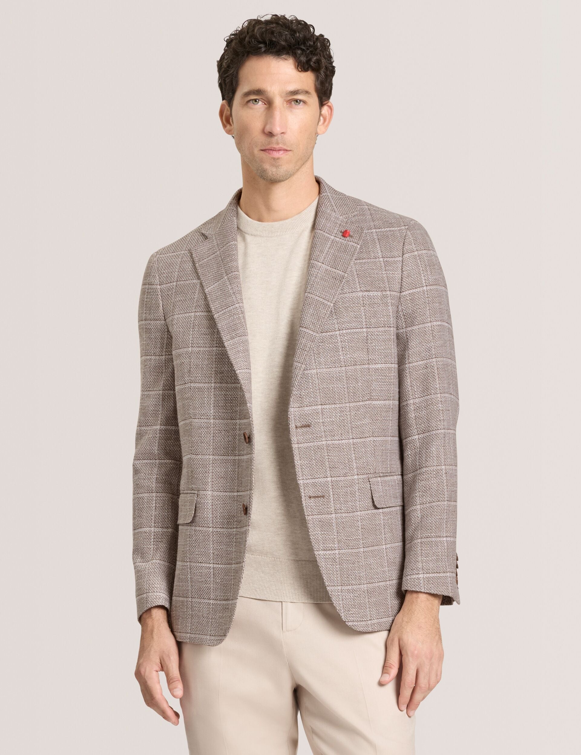 Ted Baker WINFRED Grid Check Cotton Blend Blazer TAUPE