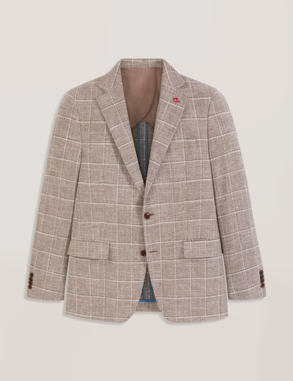 Ted Baker WINFRED Grid Check Cotton Blend Blazer TAUPE