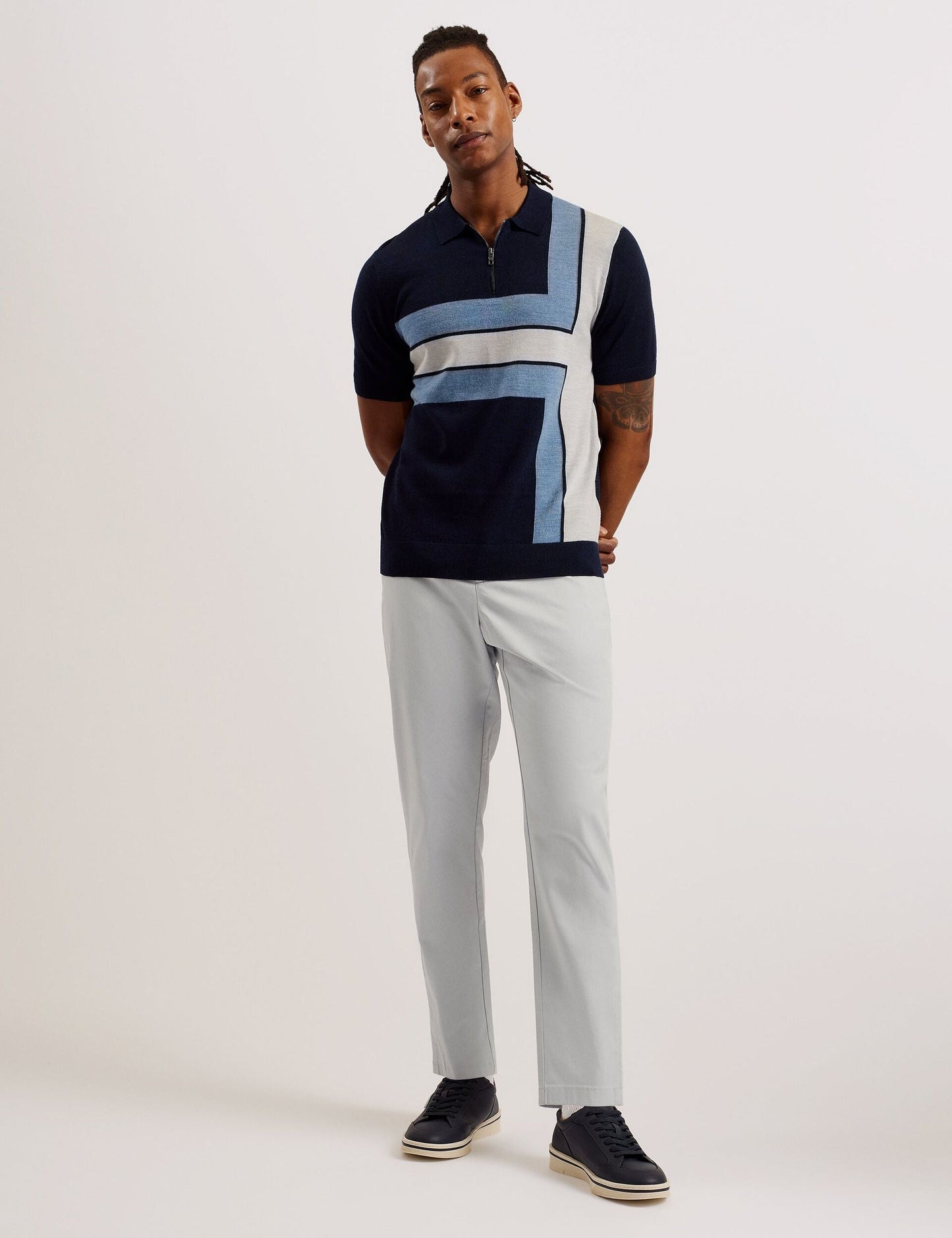 Ted Baker HAYBRN - Grey Regular Fit Woven Texture Chinos LIGHT GREY