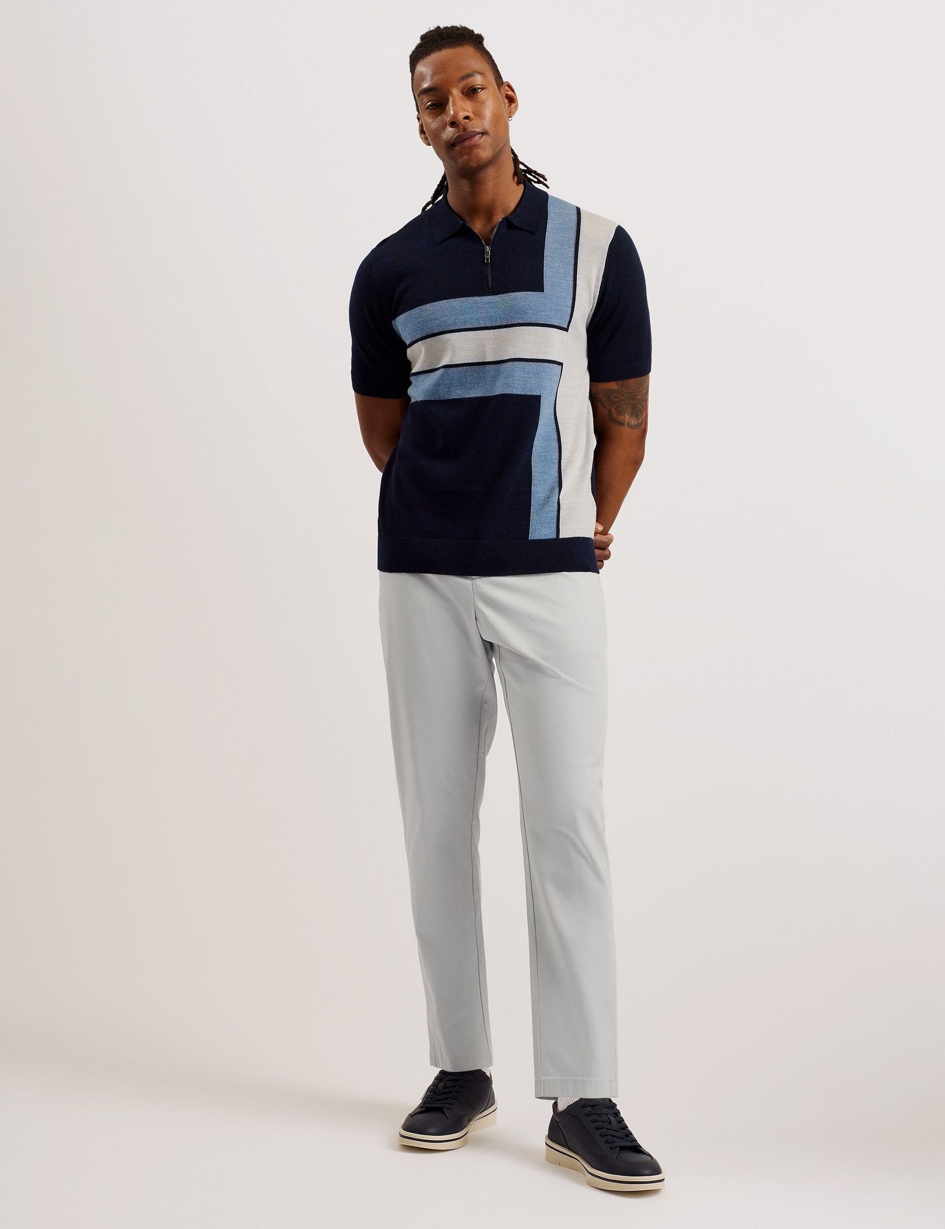 Ted Baker HAYBRN - Grey Regular Fit Woven Texture Chinos LIGHT GREY