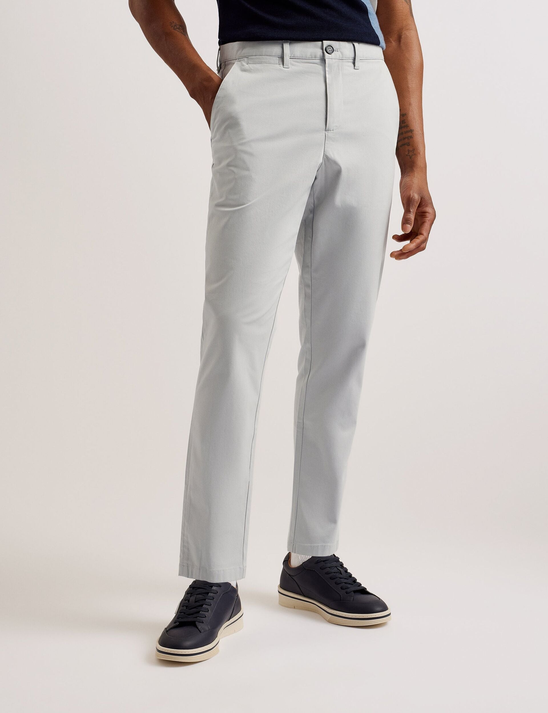 Ted Baker HAYBRN - Grey Regular Fit Woven Texture Chinos LIGHT GREY
