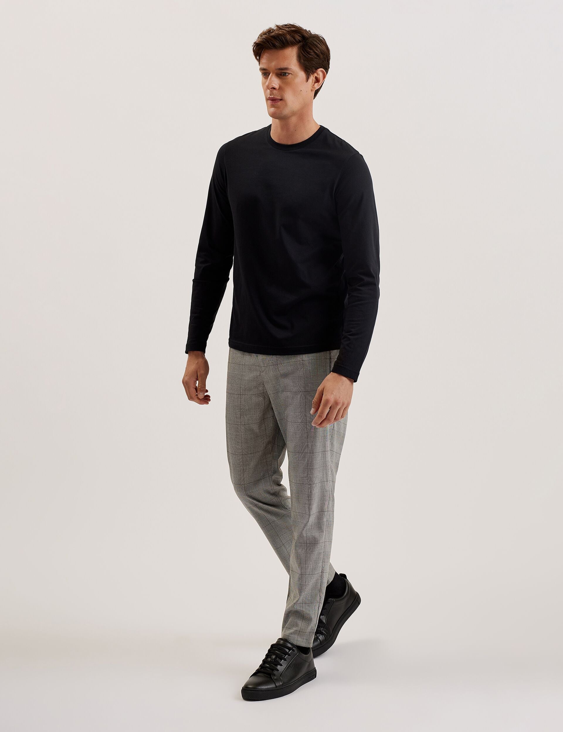 Ted Baker NICOLO - Checked Elastic Waist Tailored Pants STONE