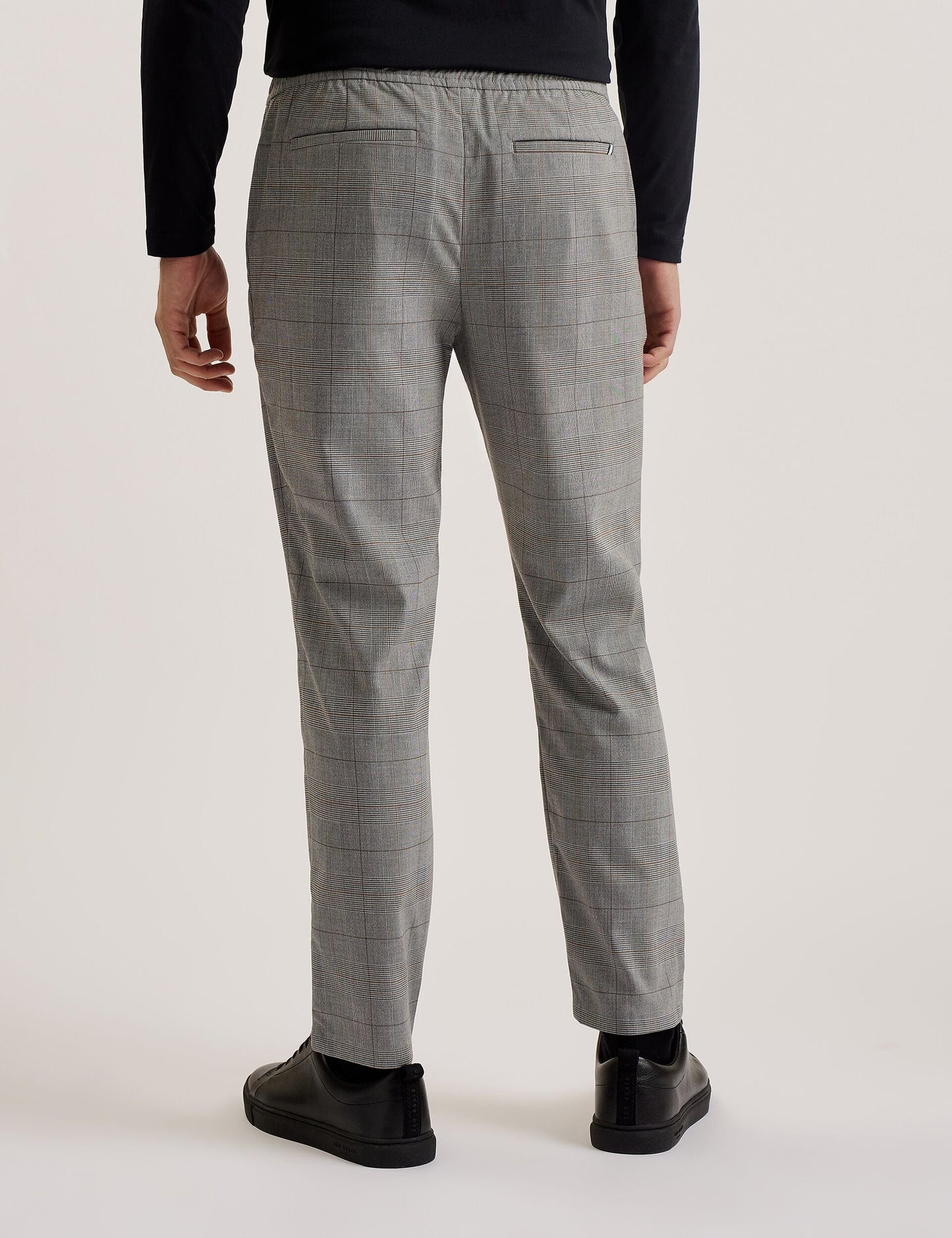 Ted Baker NICOLO - Checked Elastic Waist Tailored Pants STONE