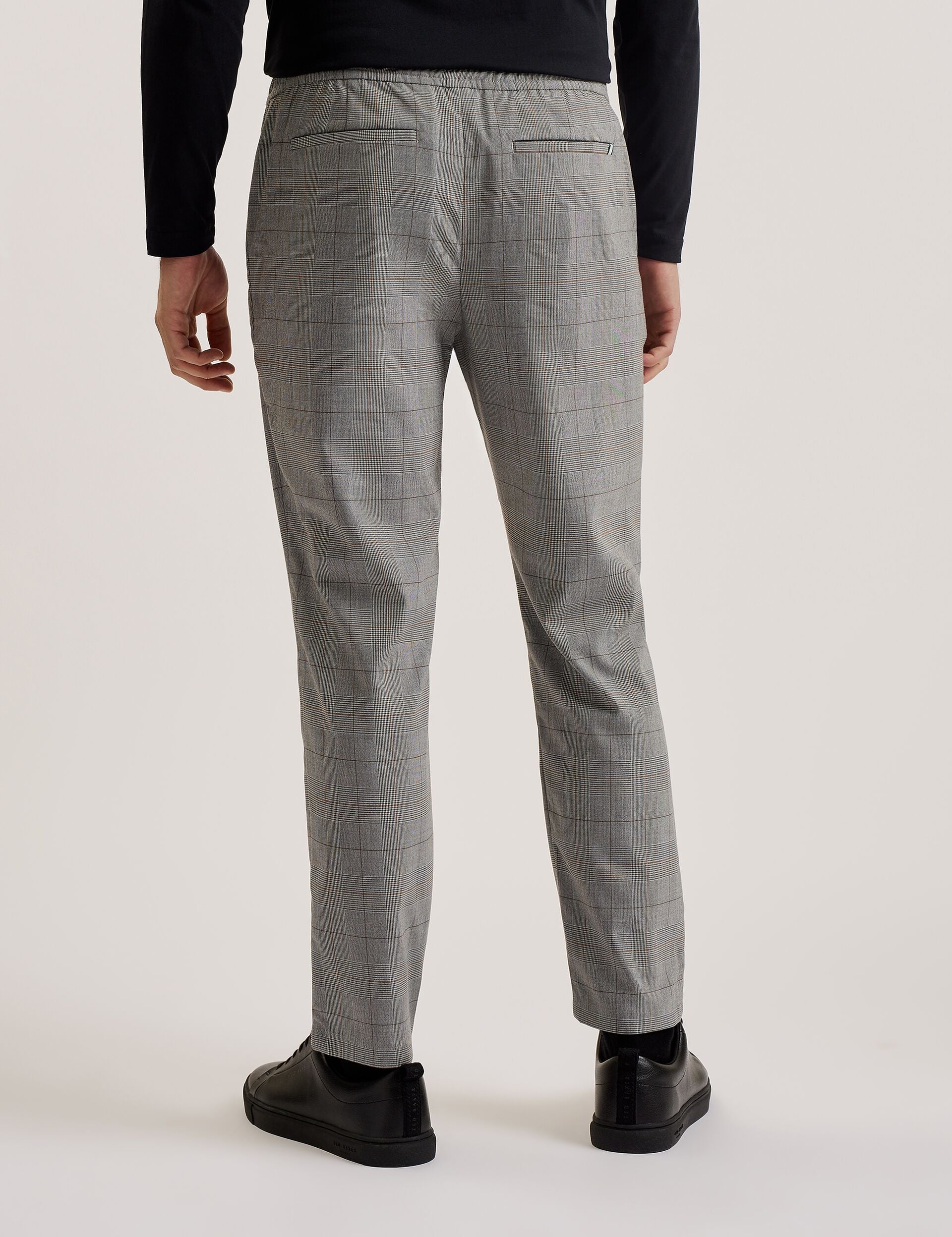 Ted Baker NICOLO - Checked Elastic Waist Tailored Pants STONE