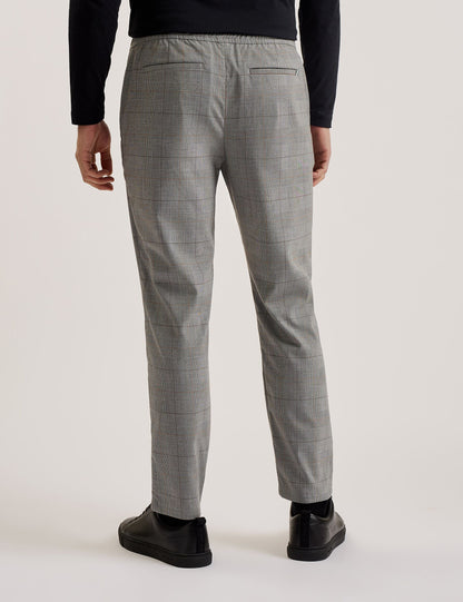 Ted Baker NICOLO - Checked Elastic Waist Tailored Pants STONE