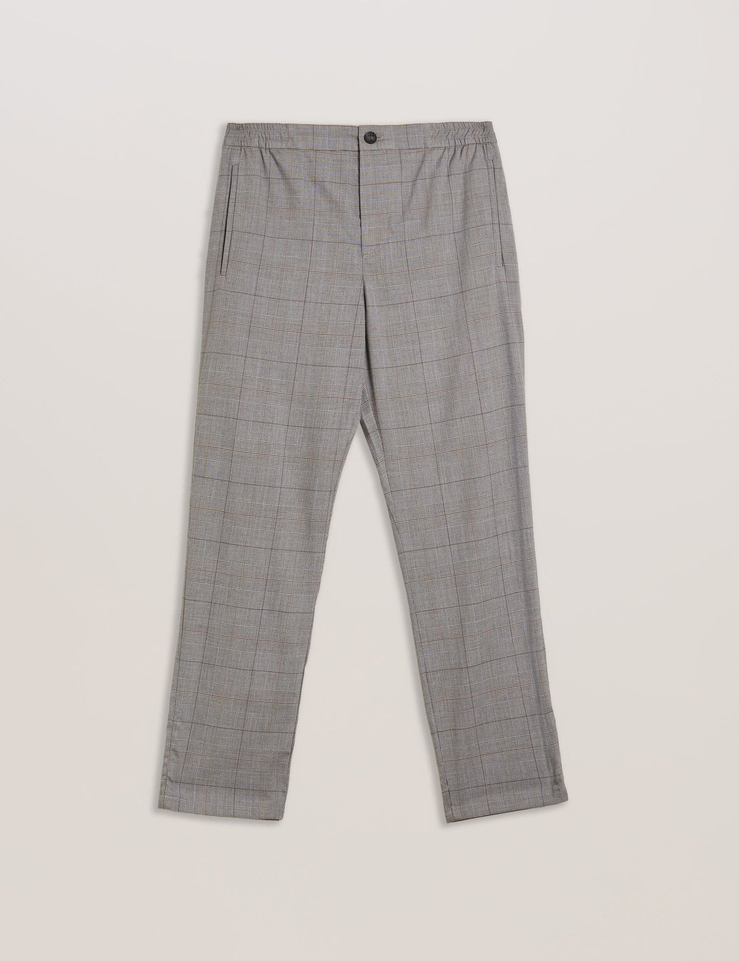 Ted Baker NICOLO - Checked Elastic Waist Tailored Pants STONE