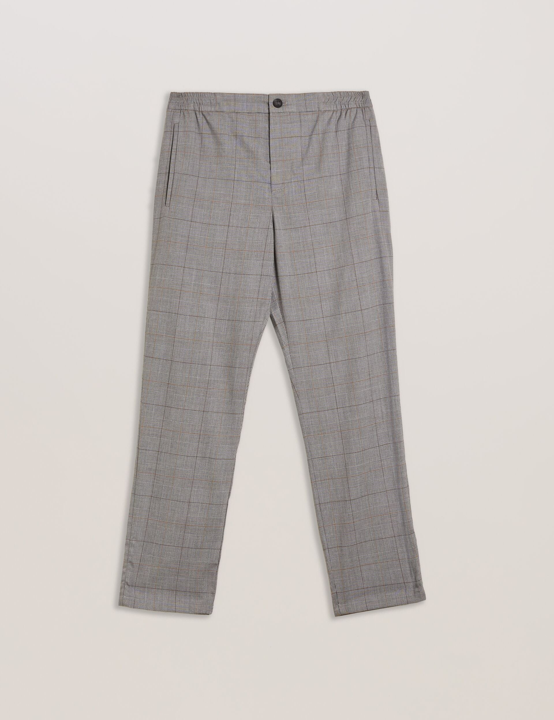 Ted Baker NICOLO - Checked Elastic Waist Tailored Pants STONE