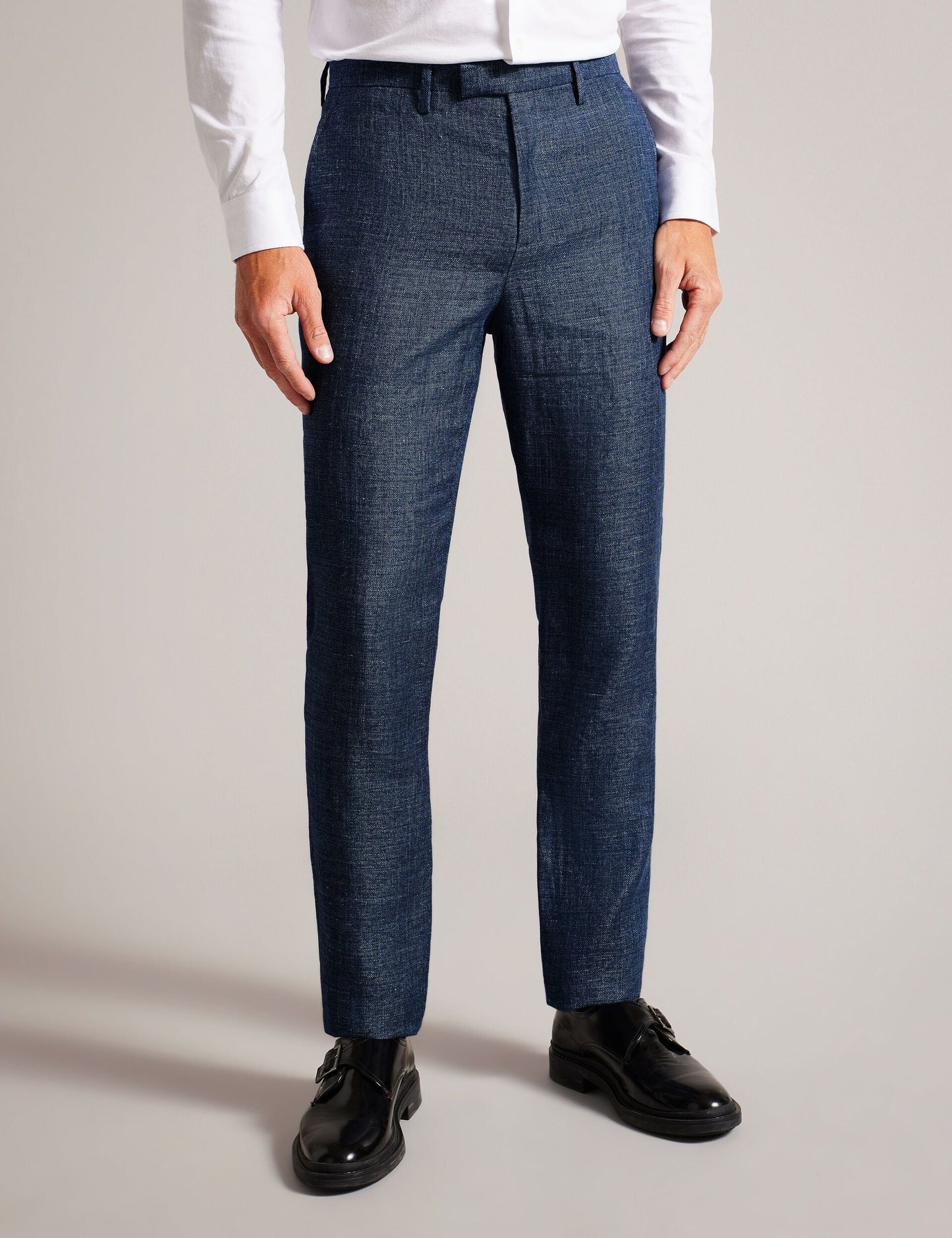 Ted Baker SLIM LINEN WOOL TROUSERS - Navy NAVY