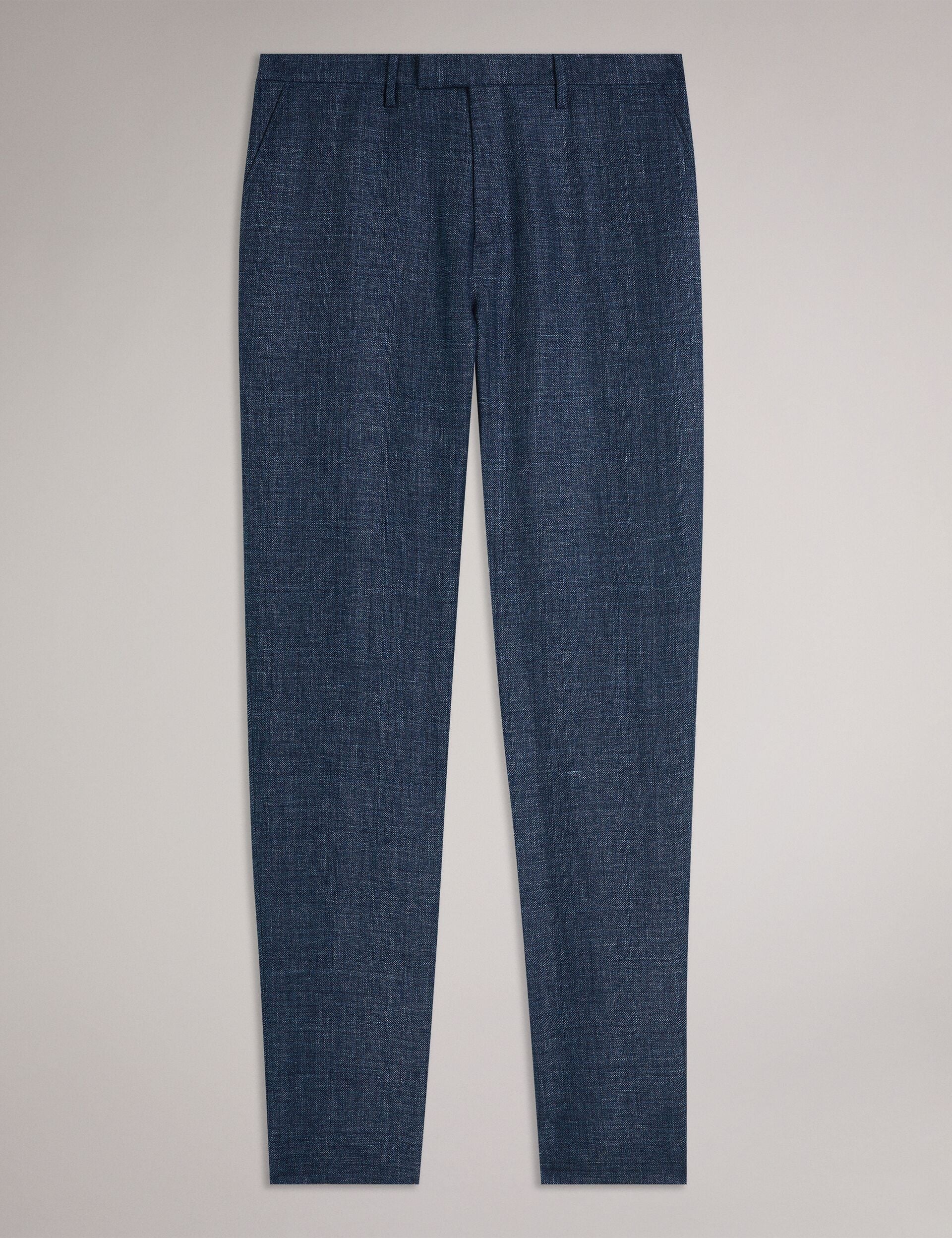 Ted Baker SLIM LINEN WOOL TROUSERS - Navy NAVY