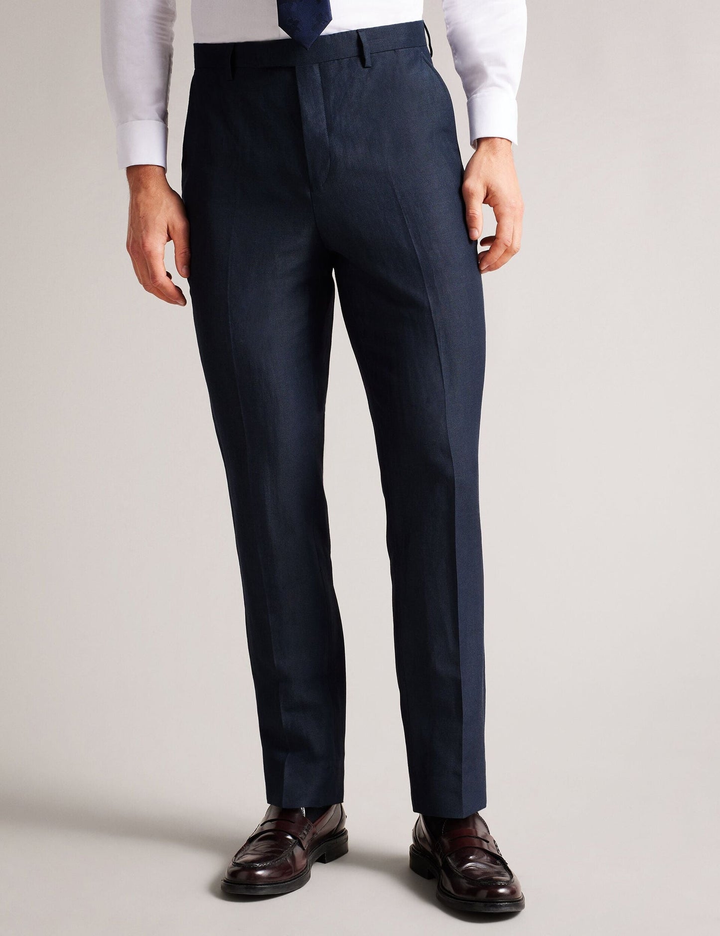 Ted Baker SLIM FIT WOOL LINEN TROUSER - Navy NAVY