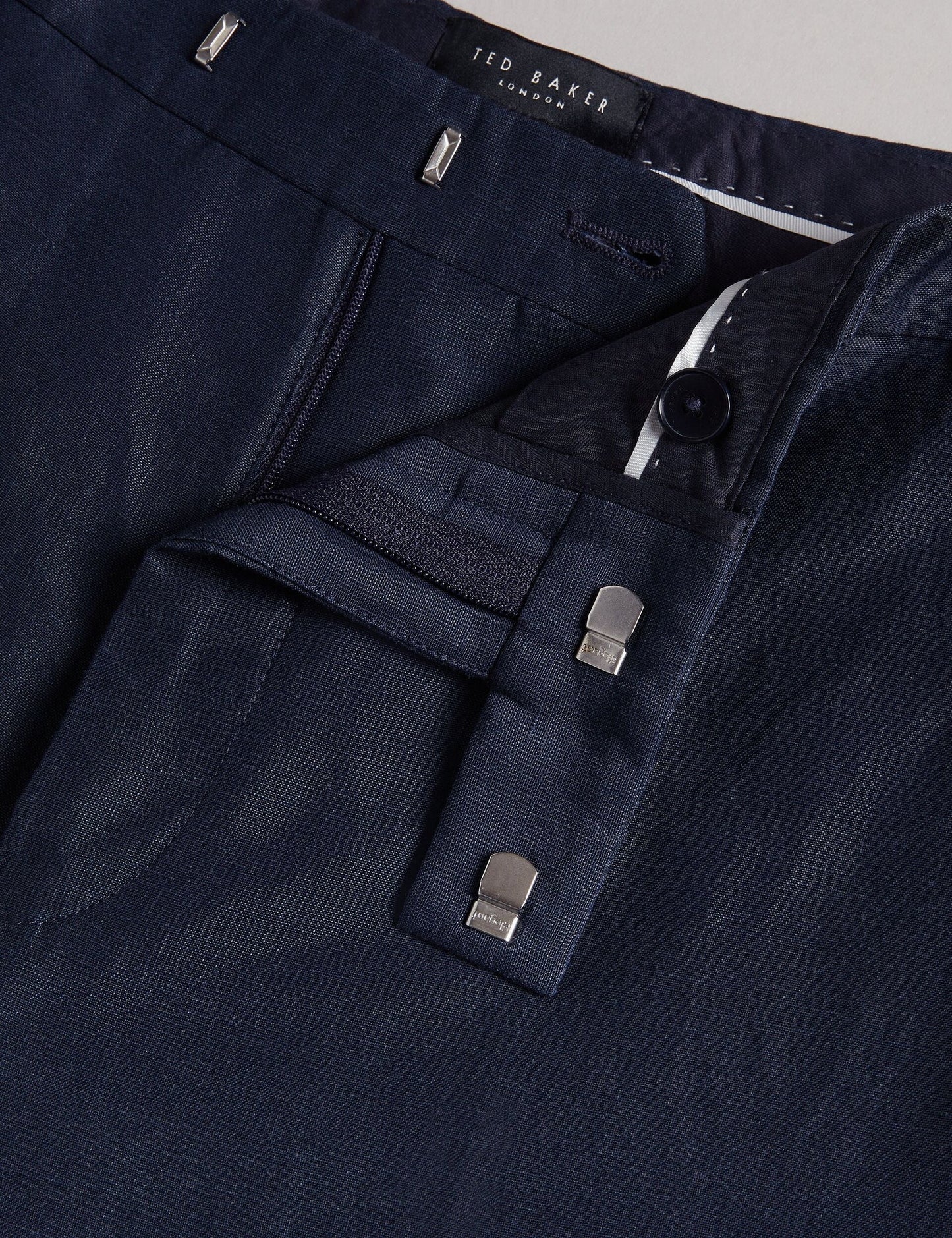 Ted Baker SLIM FIT WOOL LINEN TROUSER - Navy NAVY