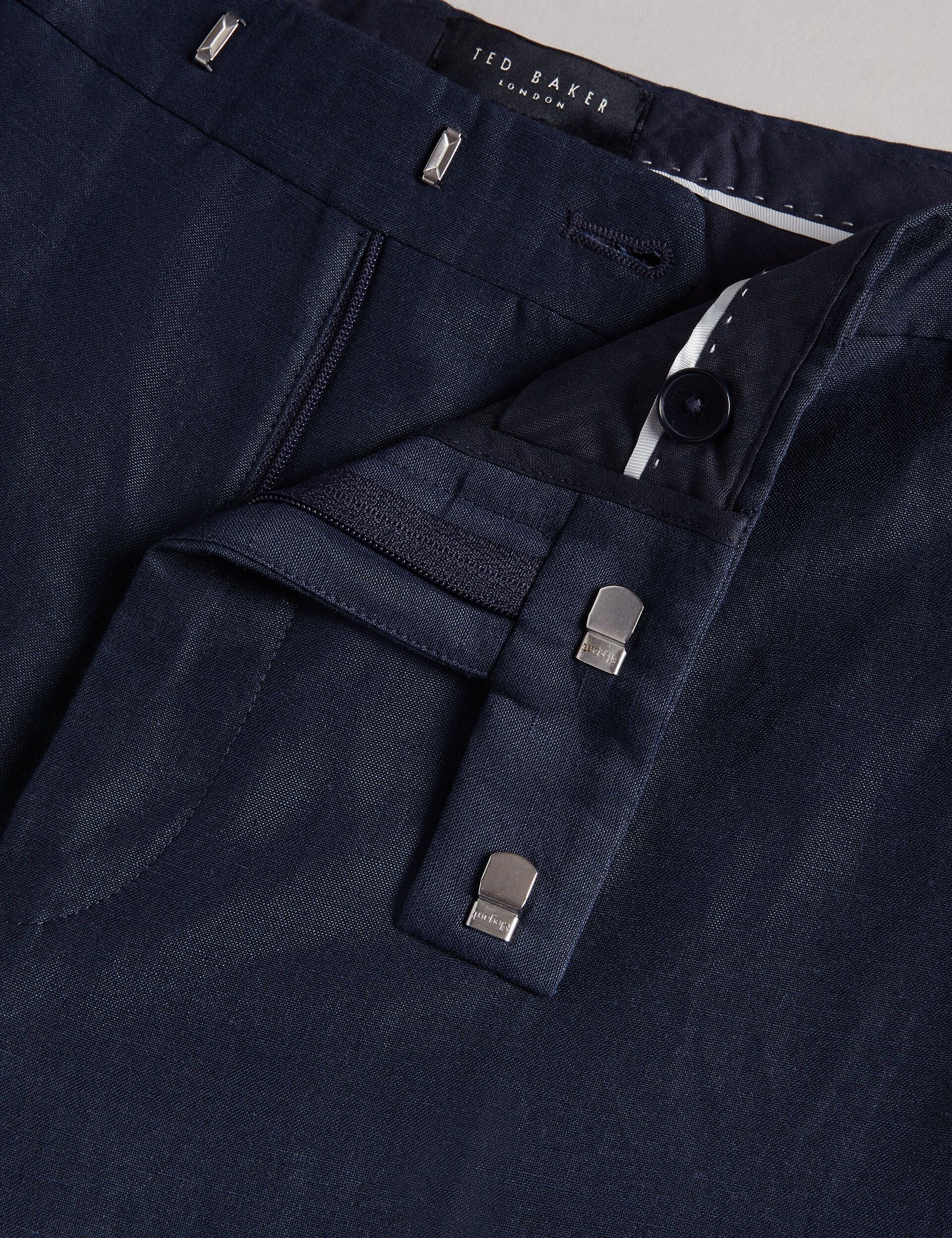 Ted Baker SLIM FIT WOOL LINEN TROUSER - Navy NAVY