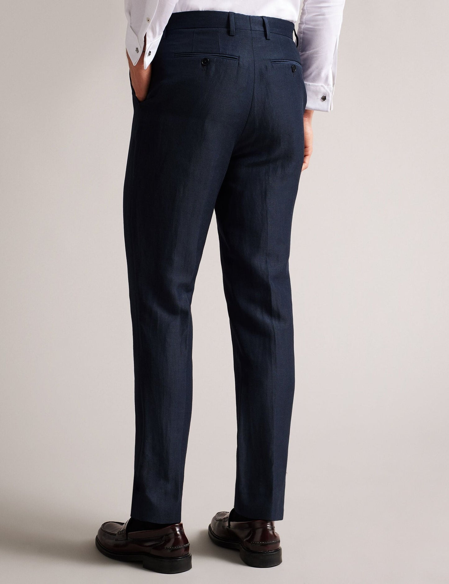 Ted Baker SLIM FIT WOOL LINEN TROUSER - Navy NAVY