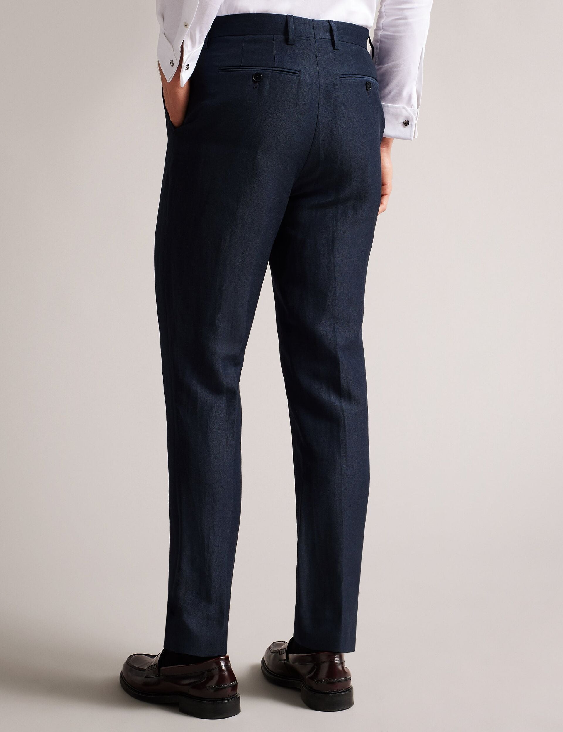 Ted Baker SLIM FIT WOOL LINEN TROUSER - Navy NAVY