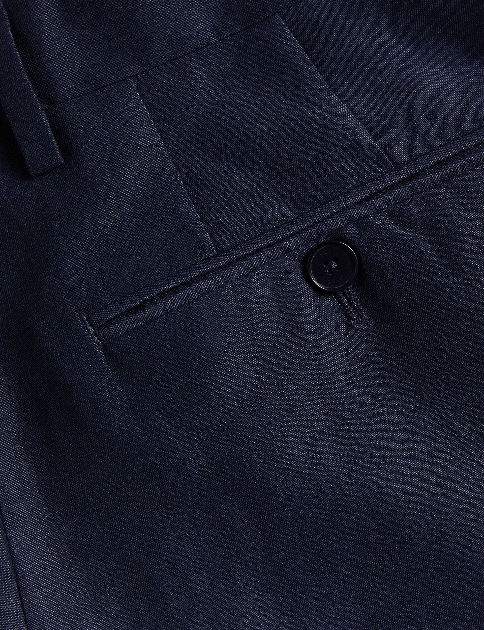 Ted Baker SLIM FIT WOOL LINEN TROUSER - Navy NAVY