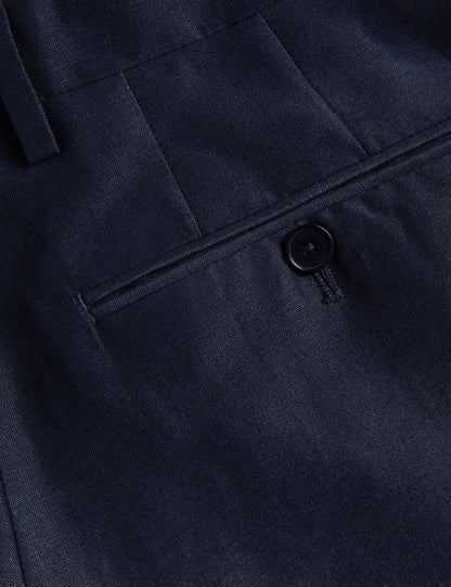 Ted Baker SLIM FIT WOOL LINEN TROUSER - Navy NAVY