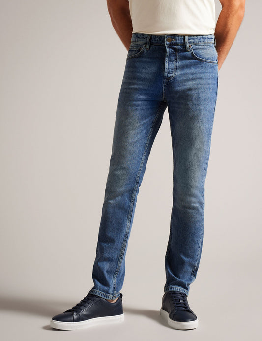 Ted Baker ELVVIS - Slim Fit Stretch Jean MID BLUE