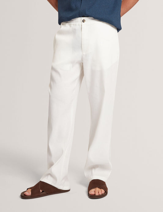 Ted Baker CULVERR Relaxed Linen Blend Elasticated Trousers WHITE