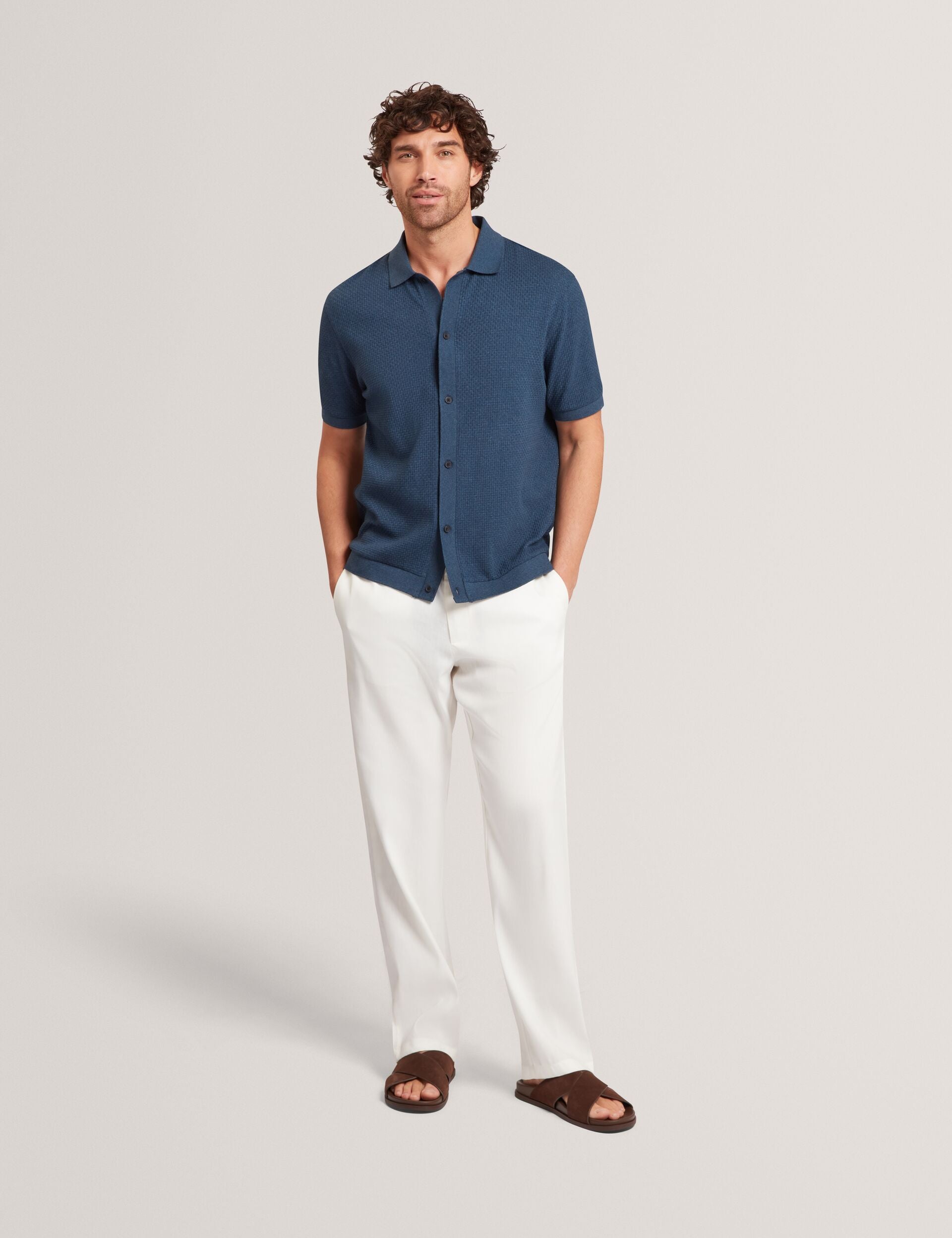 Ted Baker CULVERR Relaxed Linen Blend Elasticated Trousers WHITE