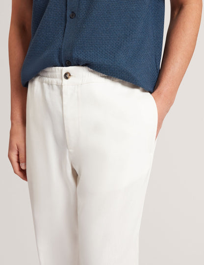 Ted Baker CULVERR Relaxed Linen Blend Elasticated Trousers WHITE