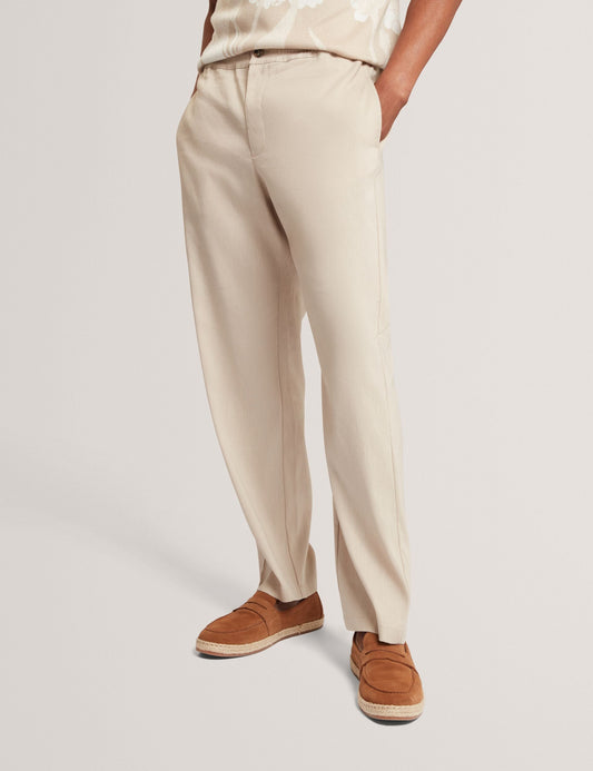 Ted Baker CULVERR Relaxed Linen Blend Elasticated Trousers STONE