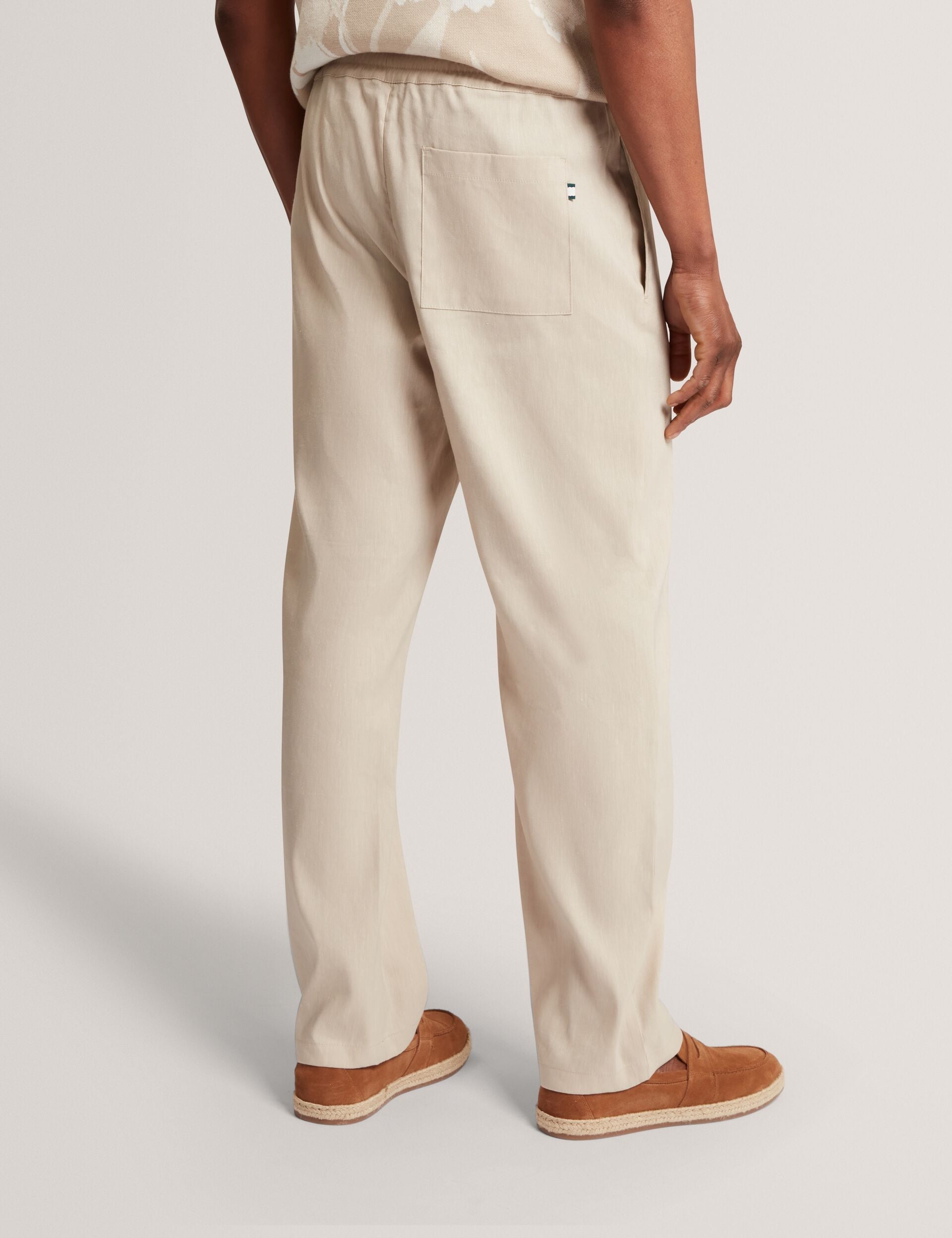Ted Baker CULVERR Relaxed Linen Blend Elasticated Trousers STONE