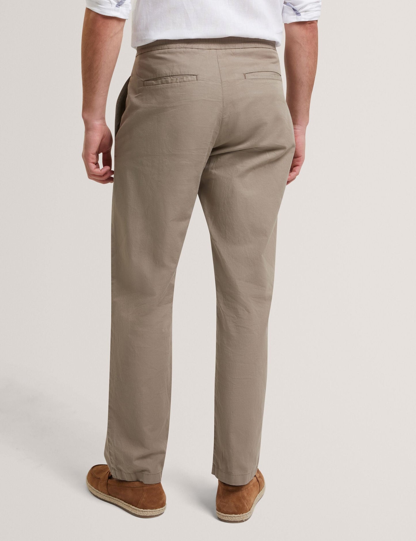 Ted Baker MAURCE - Straight Leg Cotton Linen Pants BROWN