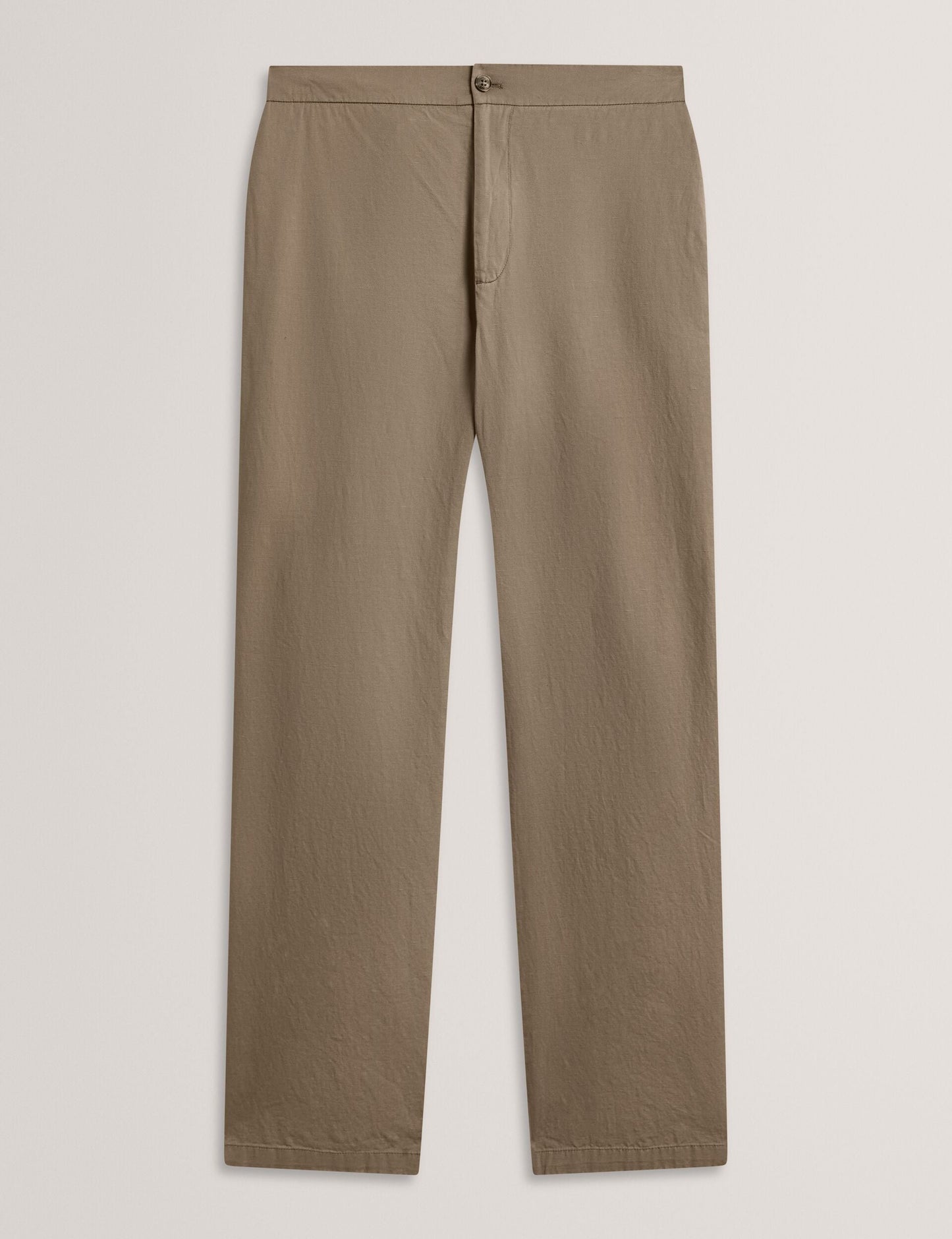 Ted Baker MAURCE - Straight Leg Cotton Linen Pants BROWN