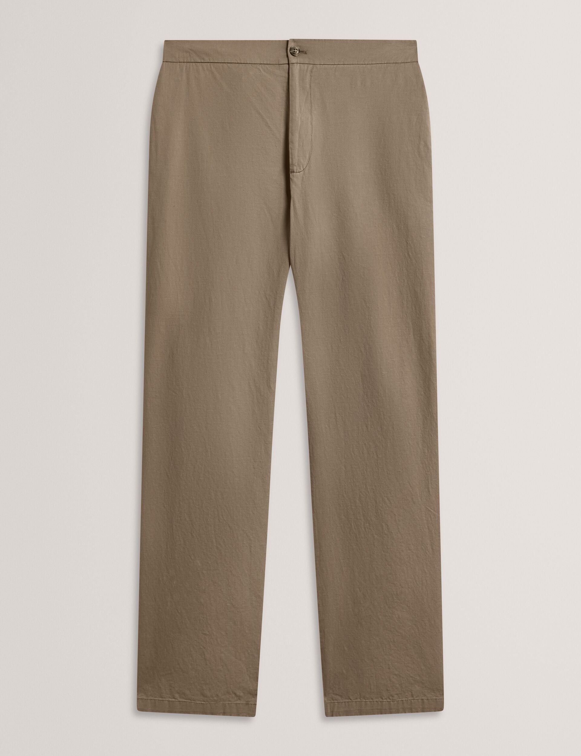 Ted Baker MAURCE - Straight Leg Cotton Linen Pants BROWN