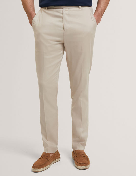 Ted Baker SABATON - Slim Fit Stretch Cotton Twill Smart Pants TAUPE