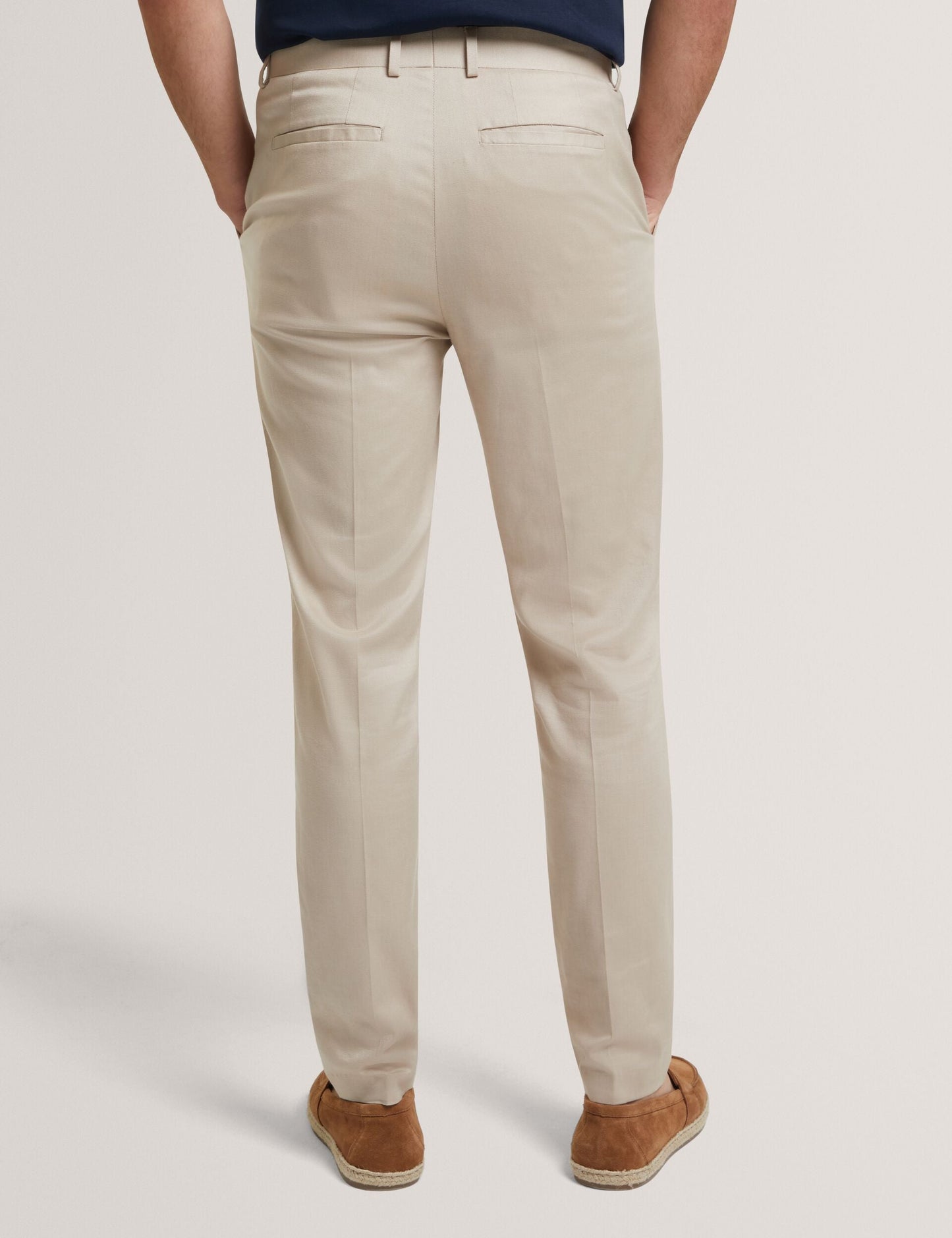 Ted Baker SABATON - Slim Fit Stretch Cotton Twill Smart Pants TAUPE