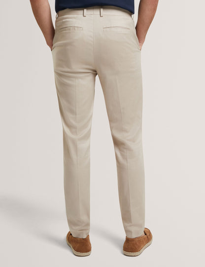 Ted Baker SABATON - Slim Fit Stretch Cotton Twill Smart Pants TAUPE
