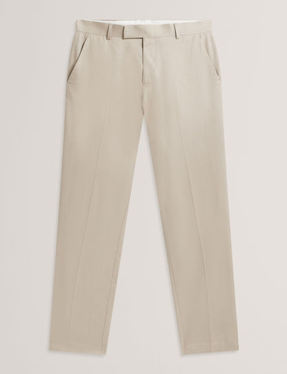 Ted Baker SABATON - Slim Fit Stretch Cotton Twill Smart Pants TAUPE